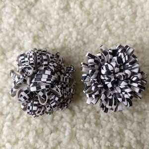 3/$25 vintage 80s pom pom leather shoe bows clips NWT